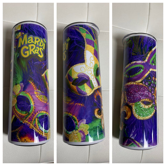 Mardi Gras \ 20oz Stainless Steel Tumbler \ Wedding Gift \ Birthday \ Gift For Her \ Gift For Him \ Party Time \ New Orleans \ Baby Shower