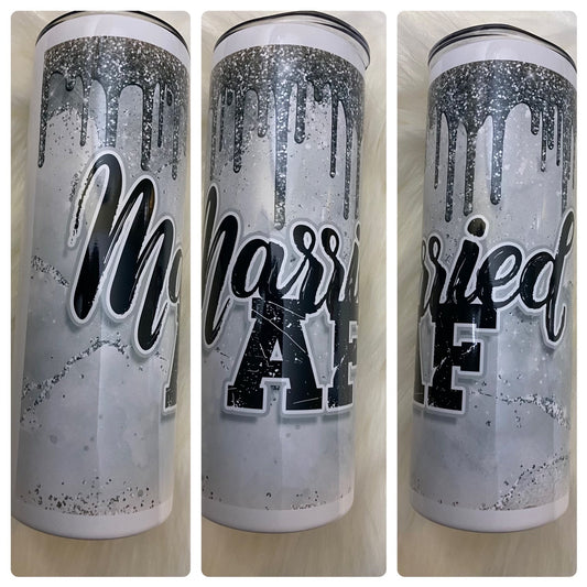 Married AF l  20oz Stainless Steel Tumbler l Anniversary Gift l Tumbler With Straw l Skinny Tumbler l Gift For Her l Wedding Gift