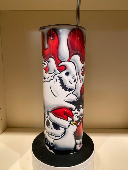 3D Nightmare Before Christmas Red and White \ 20oz Stainless Steel Tumbler \ Christmas Gift \ Birthday Gift \ Gift for Him or Her