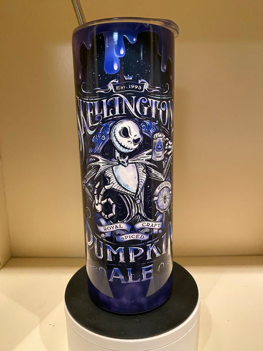Jack Skellington / Pumpkin Ale / Halloween / 20oz Stainless Steel Tumbler With Straw / Gift For Her or Him