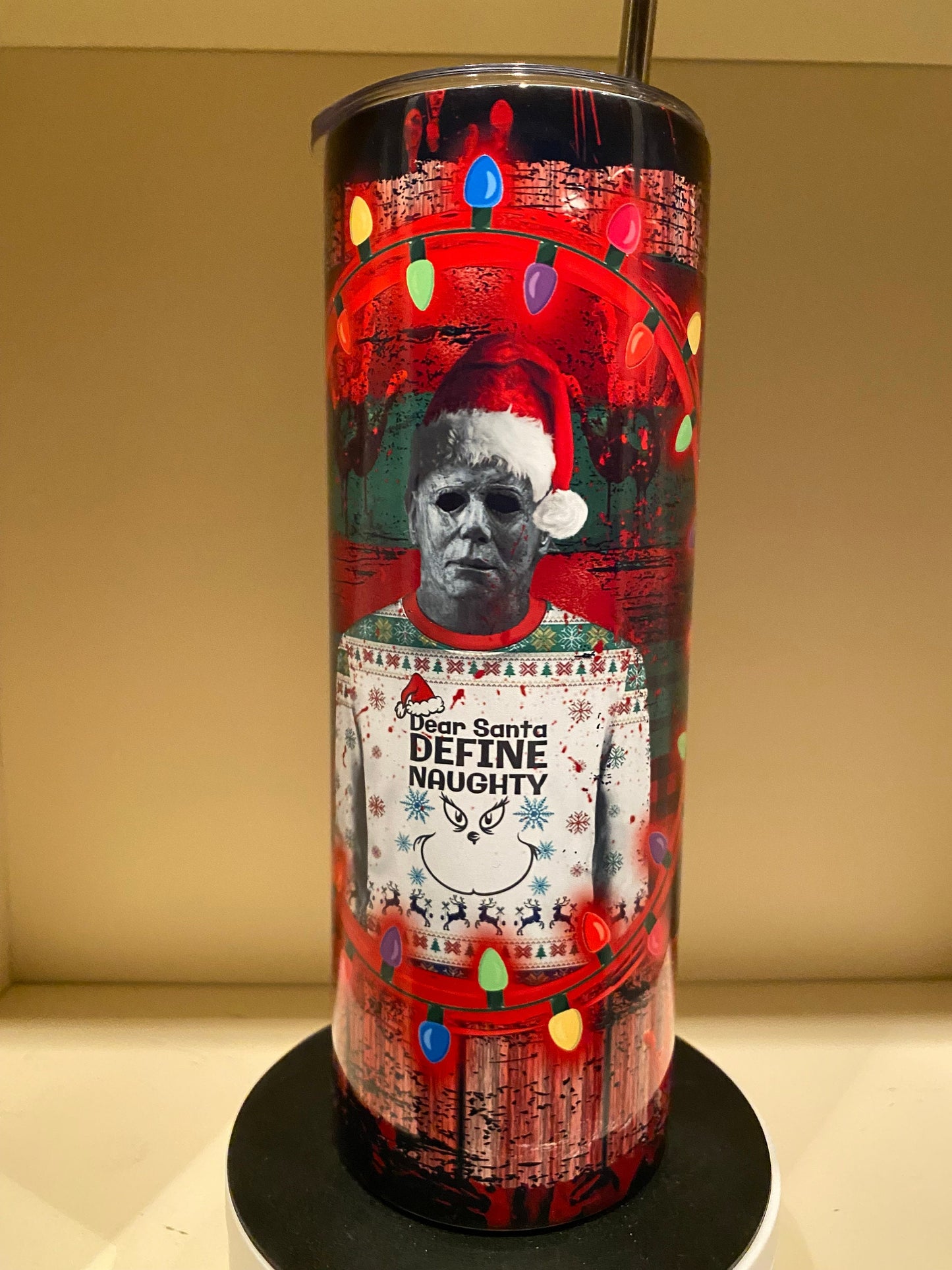 Michael Myers Christmas Sweater Tumbler \ 20oz Stainless Steel Tumbler \ Christmas Tumbler \ Wedding \ Birthday \ Gift \ Him or Her \ Funny