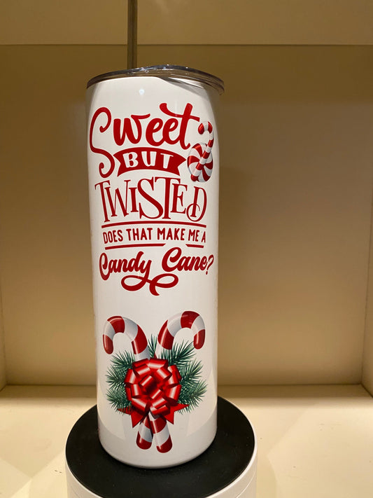 Sweet But Twisted Tumbler \ 20oz Stainless Steel Tumbler \ Candy Cane \ Christmas Tumbler \ Peppermint \ Birthday \ Gift \ Him or Her